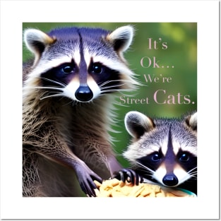 Raccoon Street Cats Stealing Food Posters and Art